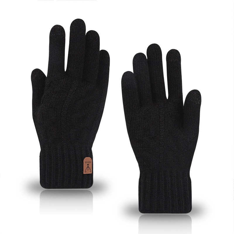 メンズ冬用暖かいウールニット手袋 フリース裏地付き タッチス - Wool Glove Lined のレビューと価格